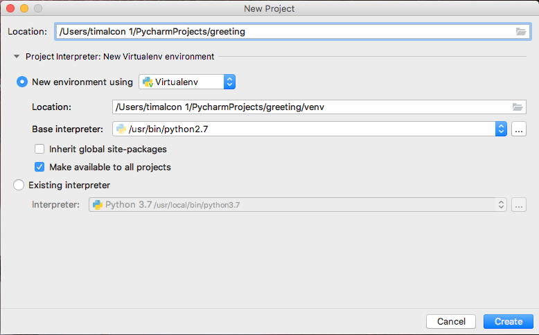 PyCharm select interpreter screen